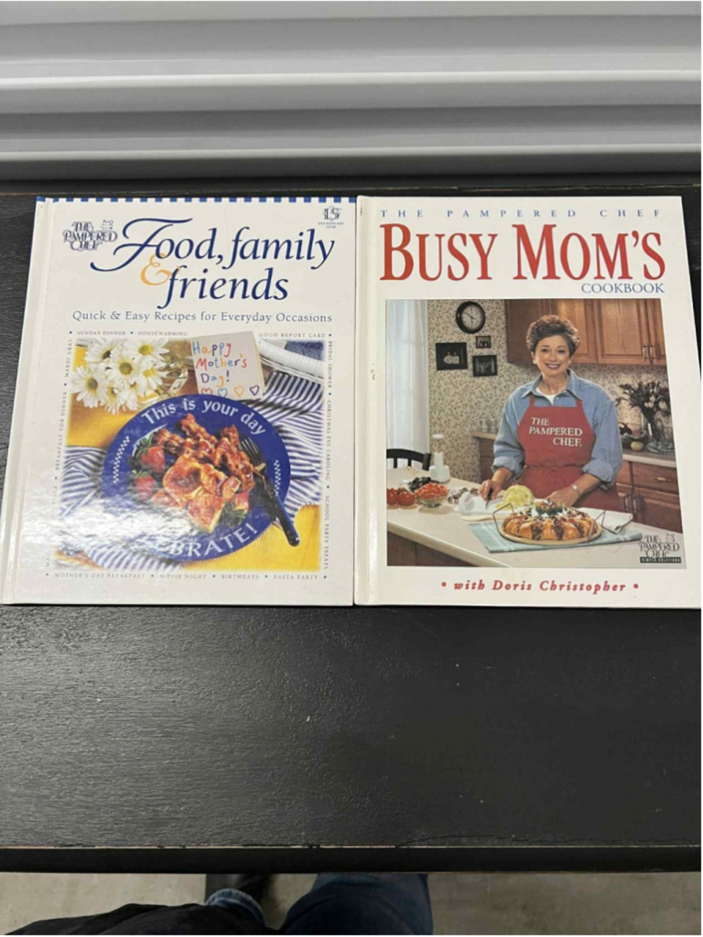Lot Of 2 HC PAMPERED CHEF Cookbooks Busy Moms + Food Family Friends VG Cond
